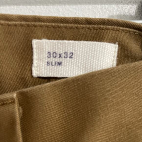 Gap Chino Pants Mens 30x32 Brown Slim Straight Stretch Khaki Flat Front Casual - Picture 5 of 7
